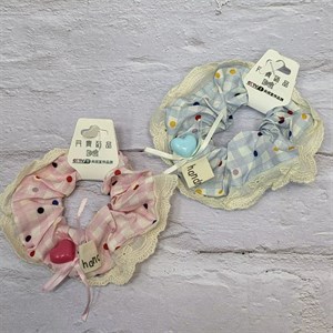 اسکرانچی پارچه ای چهار خونه  - آبی