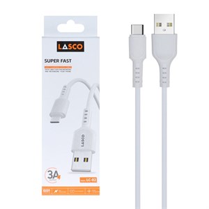 کابل شارژ فست Lasco Type-C مدل LC-02 - سفید - DST (گارانتی شش ماهه)