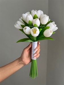 دسته گل مصنوعی عروس لاله لمسی رنگ ثابت