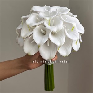دسته گل شیپوری لمسی لبه سبز رنگ ثابت (بزرگ)