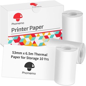 رول کاغذ حرارتی phomemo عرض 53  میلیمتر طول 6.5 متر مناسب مینی پرینتر فوممو M02/T02/Q02