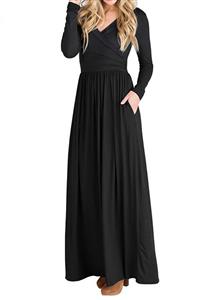 JOYCHEER Womens Long Sleeve Maxi Dresses Spring Formal Casual Empire Waist Wrap Dress