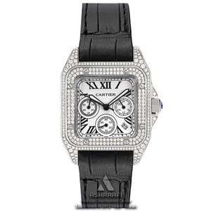 ساعت زنانه کارتیه سانتوس کرنوگراف Cartier Santos 100 Diamond SKW