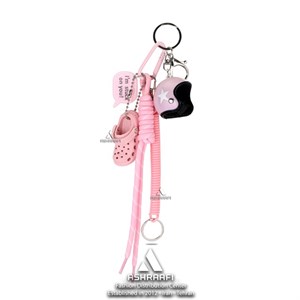 آویز طرح کراکس و کلاه کاسکت Pink Helmet and Crocs Charm