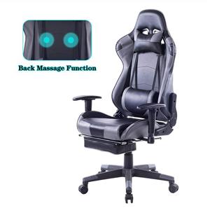 HEALGEN Back Massage Gaming Chair with Footrest PC Computer Video Game Racing Gamer High Reclining Executive Ergonomic Office Desk Headrest Lumbar Support Cushion GM002 Grey 