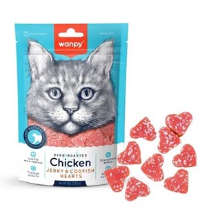 تشویقی گربه ونپی  قلبی ❤️سفارش امریکا 🇺🇸با طعم مرغ و ماهی کاد 🐓🎣۸۰ گرمی