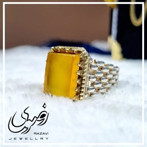 انگشتر نقره مردانه طرح زنجیر با نگین شرف الشمس 