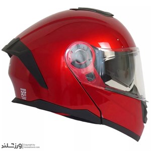 کلاه کاسکت رادین عینک دار فک متحرک Blaze Red کد 1941 - سایز 58-62