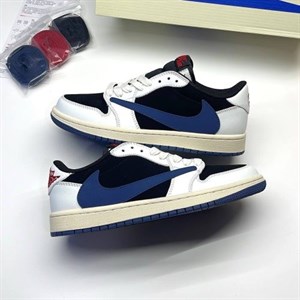 کفش نایک ایر جردن وان لو تراویس اسکات کرم سورمه‌ای  Nike Air Jordan 1 Low Travis Scott Cream Navy