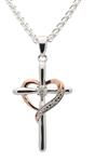 All Patron Saints Diamond Heart Cross Necklace for Women - 925 Sterling Silver