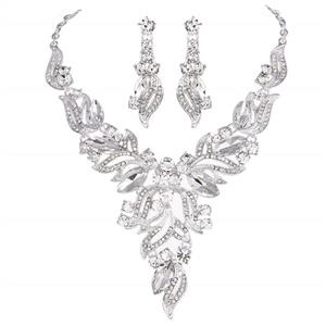 Youfir Rhinestone Crystal Prom Necklace and Earrings Jewelry Sets for Women 