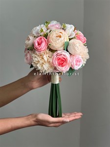 دسته گل مصنوعی عروس ترکیبی گلبهی صورتی