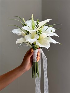 دسته گل مصنوعی عروس شیپوری وارداتی و ورونیکا