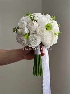 دسته گل مصنوعی عروس پیونی سفید مدل بوستان