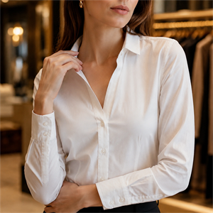 شومیز سفید زنانه نخی h&m کد ۰۵۸