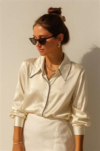 شومیز زنانه استین بلند پارچه ساتن ابریشم کد۰۱۶