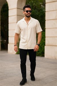 پیراهن مردانه اچ اند ام استین کوتاه یقعه انگلیسی نخی کد ۰۲۸