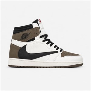 کتونی نایک ایر جردن وان ترویس اسکات سفید قهوه ای Nike Air Jordan 1 Travis Scott White Mocha