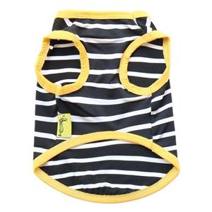 ღ Ninasill Elastic Dog Clothes Black And White Stripe Vest (S, Yellow) 