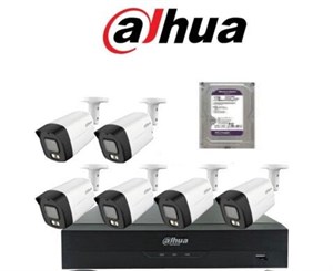 پک کامل شش دوربین تحت شبکه 5 مگاپیکسل دیددرشب رنگی میکروفن دار داهوا ( DAHUA IP)