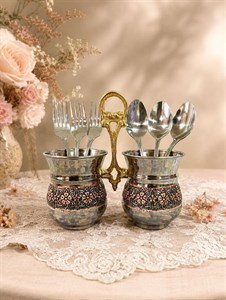 جا قاشقی مسی دو قلو تمام مس گلبرگ نانو شده تراش