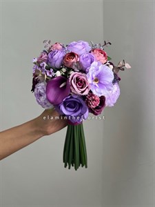 دسته گل مصنوعی عروس ترکیبی بنفش