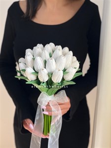 دسته گل مصنوعی عروس لاله فومی رنگ ثابت سایز بزرگ