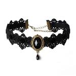 Youniker Retro Handmade Choker Necklace for Women Gothic Black Lace Necklace for Halloween Punk Costume Party Royal Court Vampire Choker