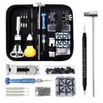 YaeTek 112 PCS Watch Repair Kit, Professional Spring Bar Tool Set Watch Band Link Pin Tool Set with Carrying Case Hammer Tweezers Watch Case Opener Holder