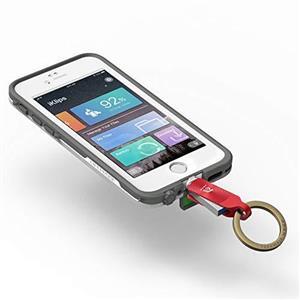 Adam Elements iKlips Duo+ iPhone Flash Drive with Premium Protective Leather Keychain Case 128GB (Red) 