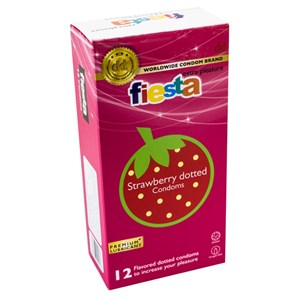 کاندوم خاردار فیستا مدل Strawberry Dotted بسته 12 عددی | رایحه توت فرنگی و تحریک بیشتر