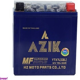 باتری موتور سیکلت آزیک مدل 7 آمپر بلند YTX7L مناسب باکسر و طرح باکسر