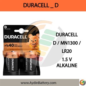 باتری آلکالاین سایز بزرگ DURACELL-SIZE D2 PLUS