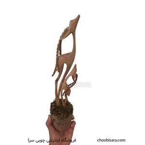 مجسمه آهو چوبی جفت با تنه  40 سانتی کد 215