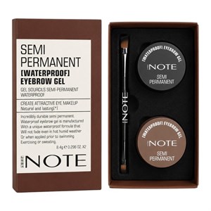 ژل و سایه ابرو ضدآب نیمه دائمی نوت مدل SEMI PERMANENT WATERPROOF EYEBROW GEL (پک چهارعددی: ژل و سایه مشکیژل و سایه قهوه‌ای)