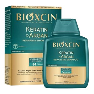 شامپو مو ترمیم‌کننده و ضدریزش کراتین و آرگان بیوکسین مدل KERATIN & ARGAN REPAIRING SHAMPOO