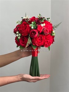 دسته گل مصنوعی عروس ترکیبی قرمز