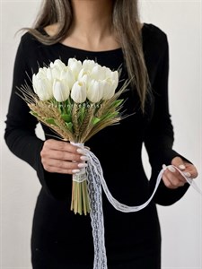 دسته گل مصنوعی عروس لاله فومی وارداتی و گندم