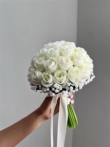 دسته گل مصنوعی عروس مدل (رز ژیپسو) بزرگ