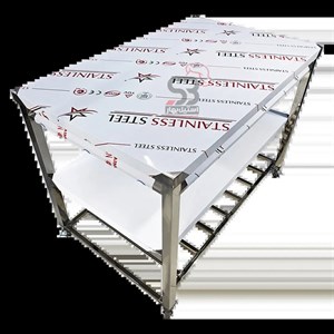 میز کار استیل طبقه‌دار 150 سانتی چرخدار