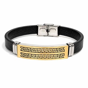 دستبند چرم مردانه مدل ورساچه طلایی کد LB-1035
