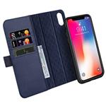 ZOVER Compatible with iPhone Xs/X Case Detachable Genuine Leather Wallet Support Wireless Charging Magnetic Car Mount Holder RFID Blocking Kickstand Feature Closure Gift Box Navy Blue 