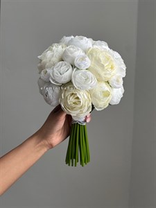 دسته گل مصنوعی عروس پیونی سفید نباتی