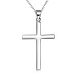 Sterling Silver Cross Necklace Simple Polished Religious Holy Love Jewelry for Men Women