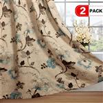 H.VERSAILTEX Vintage Floral with Brown Aqua Taupe Pattern Blackout Living Room/Bedroom Window Curtains (2 Panels, Copper Grommets, 52 by 84 inch Long)