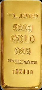 شمش طلا ۵۰۰ گرمی (500,000 سوت) ۲۴ عیار زیوتو 