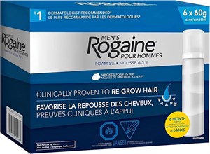 فوم رشد مجدد موی مردانه روگین با ۵٪ ماینوکسیدیل، ۶ عدد ۶۰ گرمیRogaine Men's Hair Regrowth Foam with 5% Minoxidil, 6 x 60 g