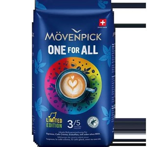 دانه قهوه موونپیک وان فور آل 50-50 ترکیبی متعادل برای اسپرسو و لاته 1کیلویی MOVENPICK ONE for ALL 