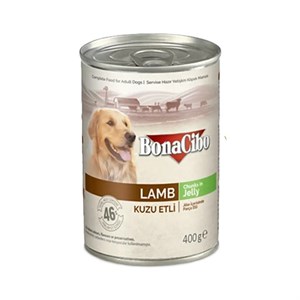 کنسرو غذای سگ بوناسیبو با طعم گوشت بره در ژله Bonacibo Lamb Chunk in Jelly وزن 400 گرم