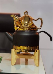 کتری قوری لوله دار 340 راشا مشکی طلا